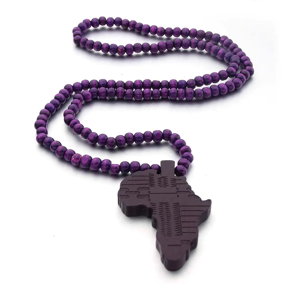 Africa Map Wooden Pendant Necklace