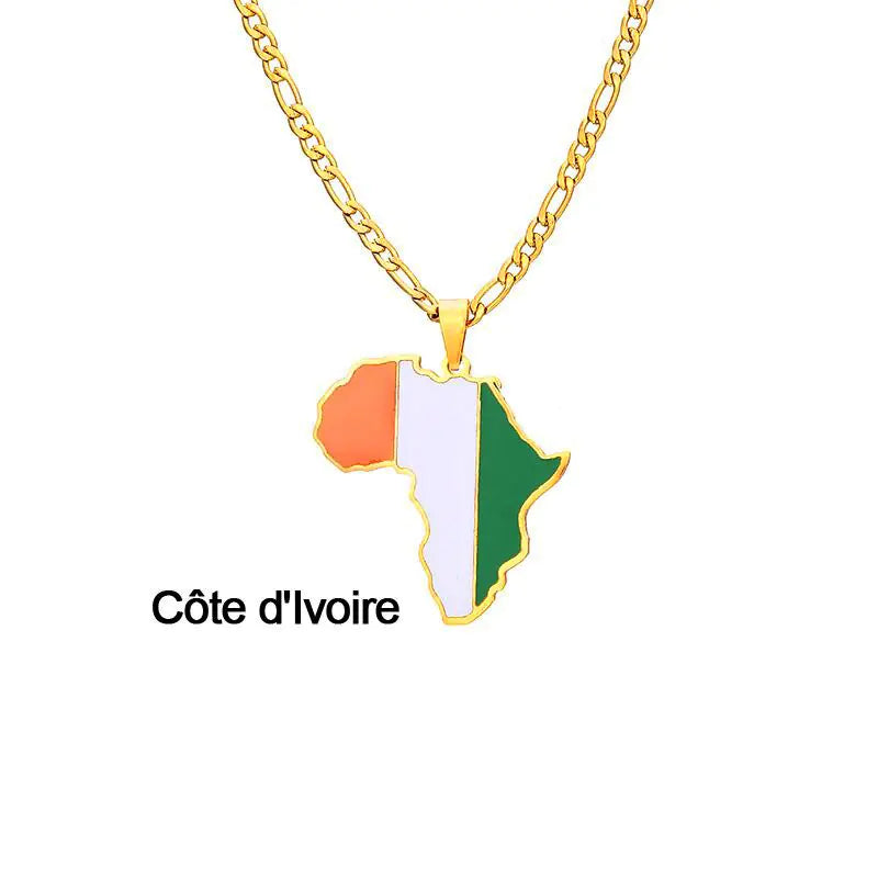 Africa Map Stainless Steel Necklace