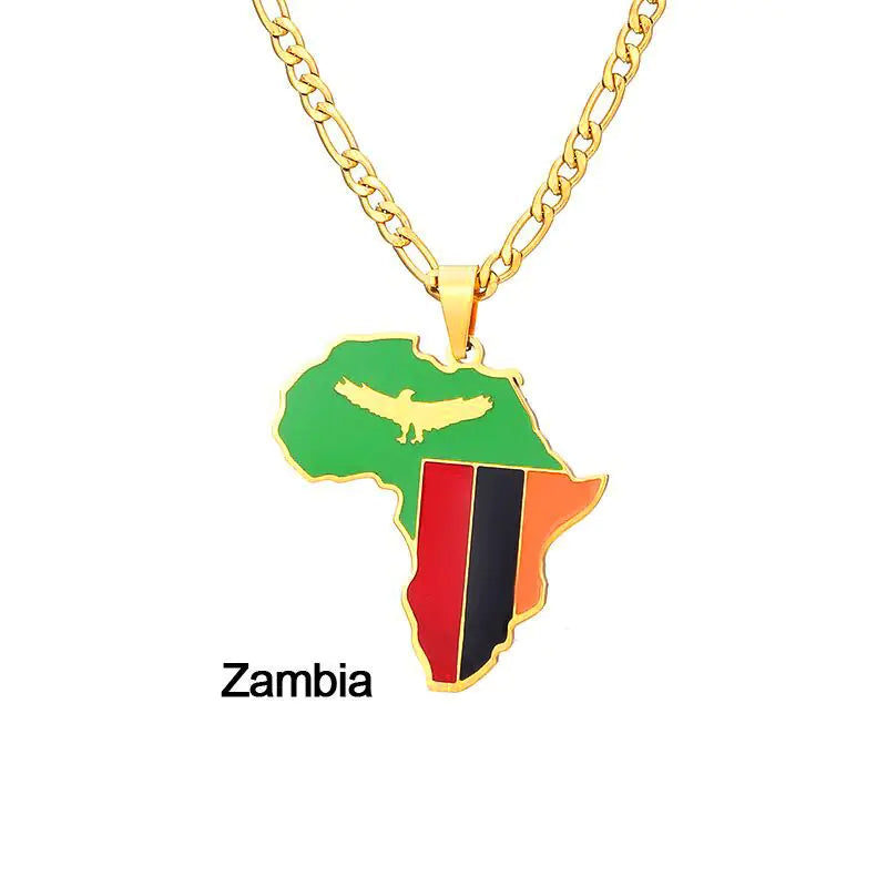 Africa Map Stainless Steel Necklace