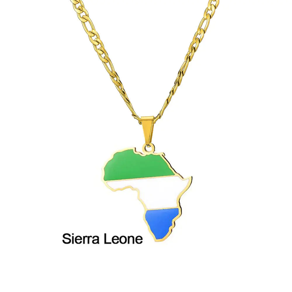 Africa Map Stainless Steel Necklace