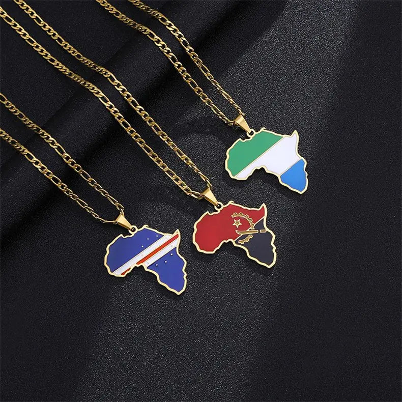 Africa Map Stainless Steel Necklace