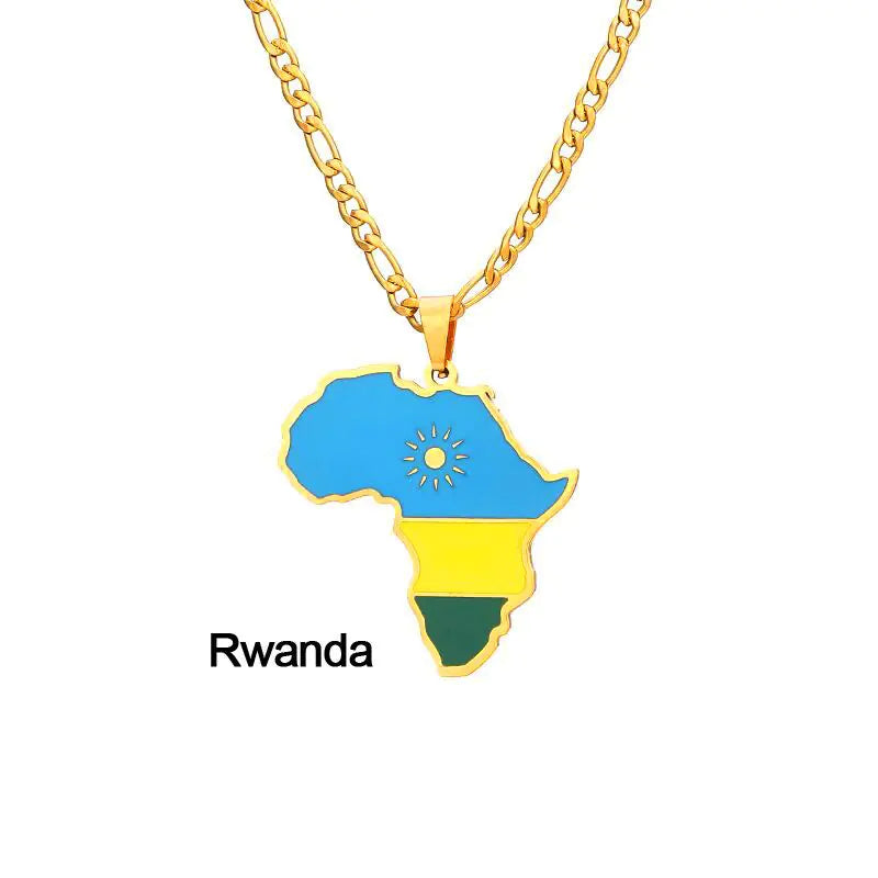 Africa Map Stainless Steel Necklace
