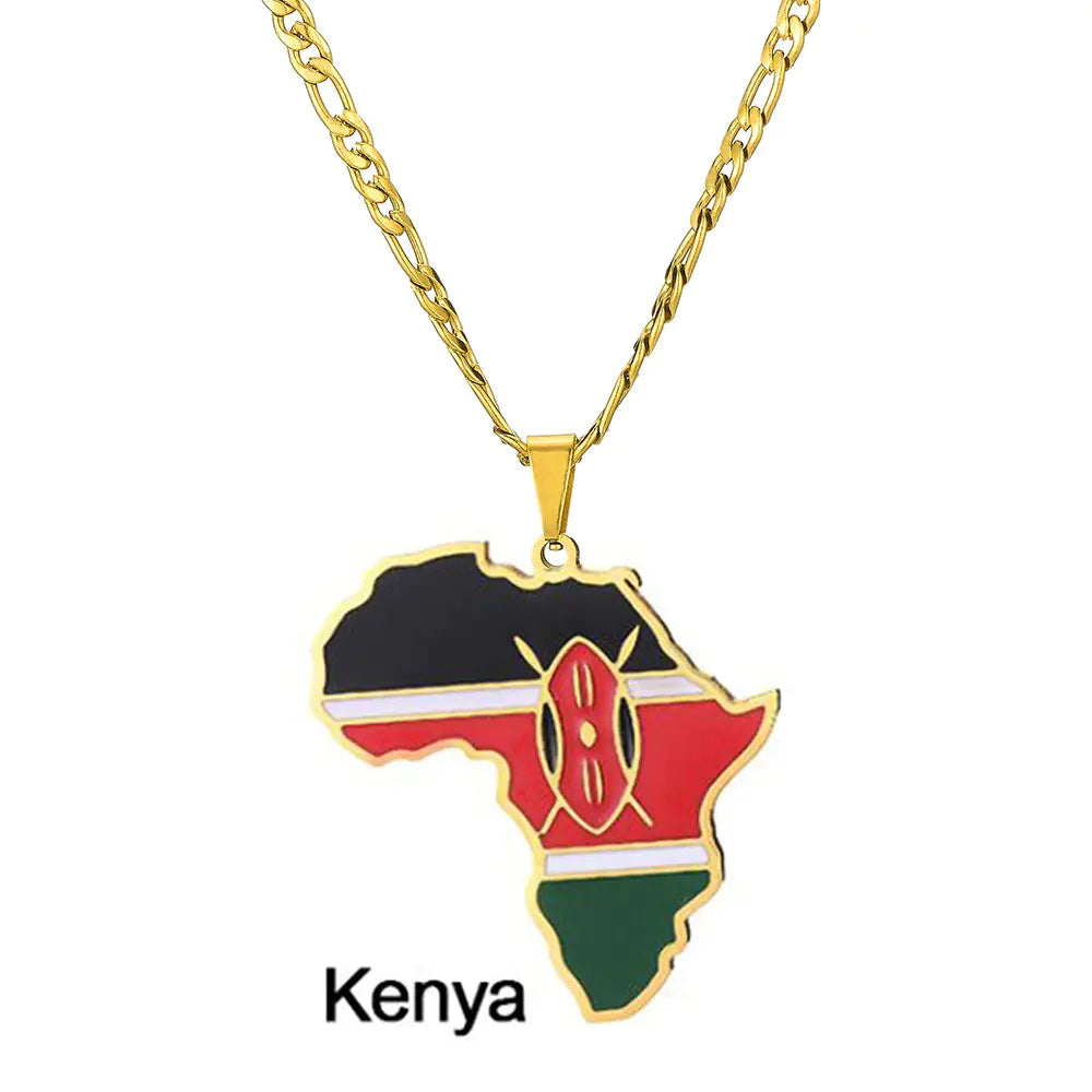Africa Map Stainless Steel Necklace