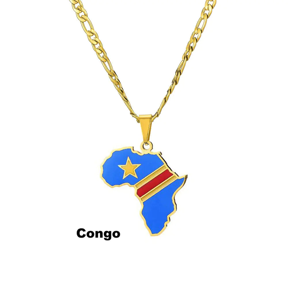 Africa Map Stainless Steel Necklace