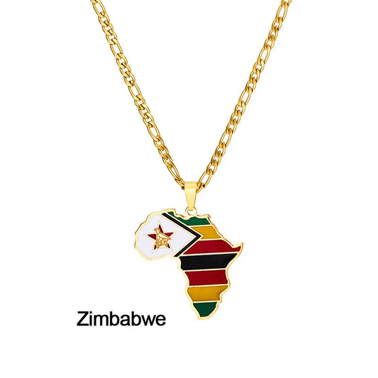 Africa Map Stainless Steel Necklace