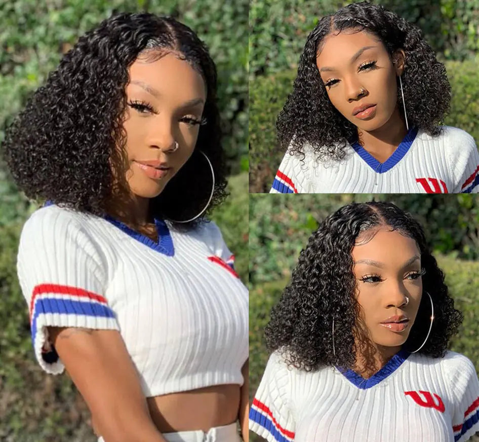 Kinky Curly Short Bob Human Hair Wig