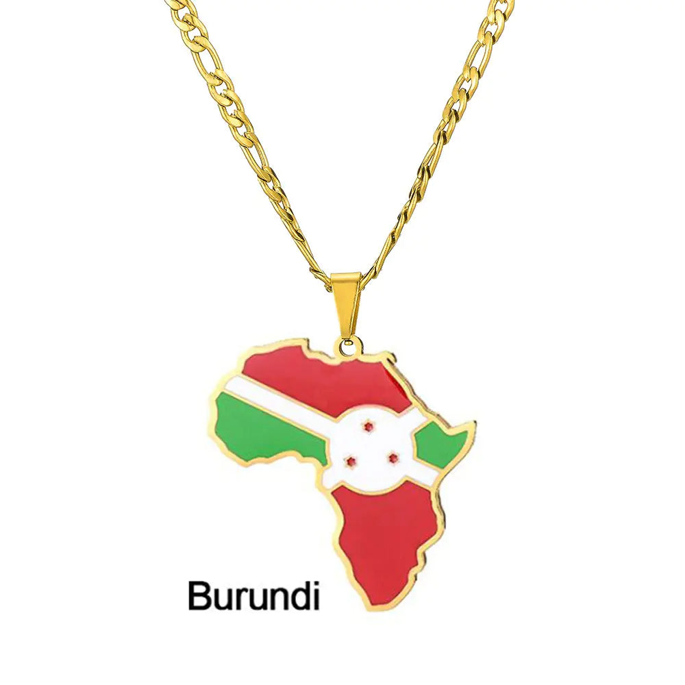 Africa Map Stainless Steel Necklace