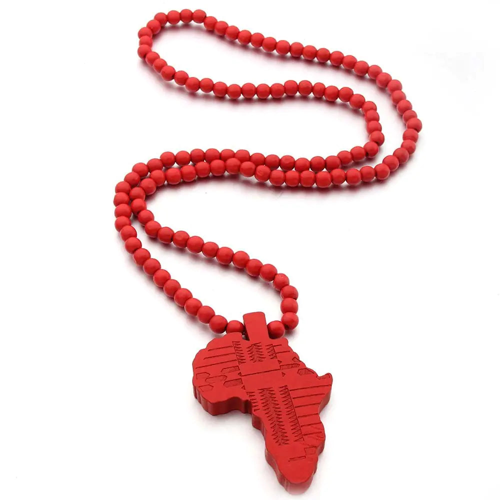 Africa Map Wooden Pendant Necklace