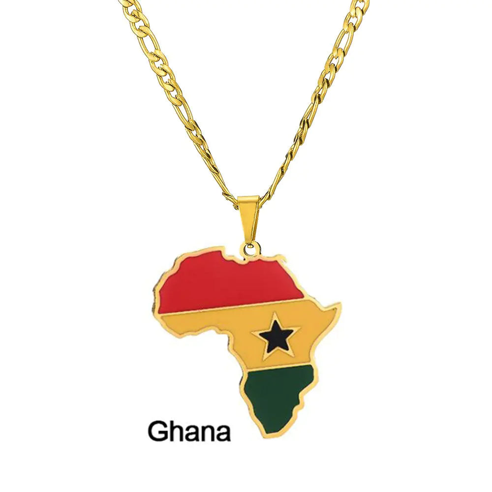 Africa Map Stainless Steel Necklace