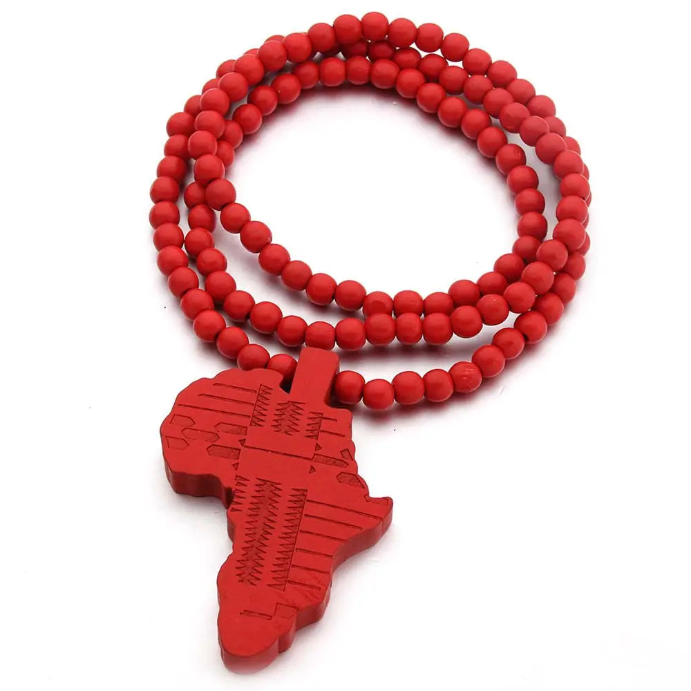 Africa Map Wooden Pendant Necklace