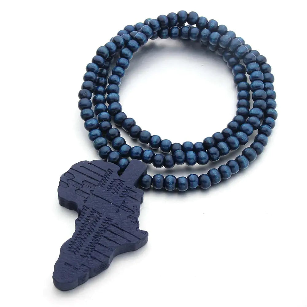Africa Map Wooden Pendant Necklace
