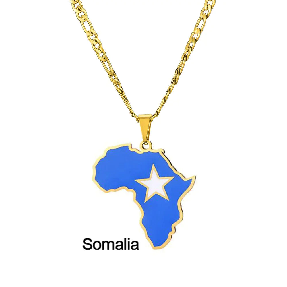 Africa Map Stainless Steel Necklace