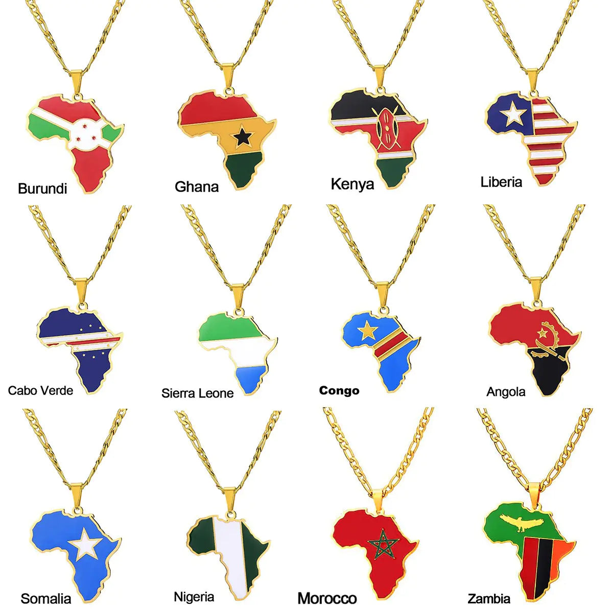Africa Map Stainless Steel Necklace