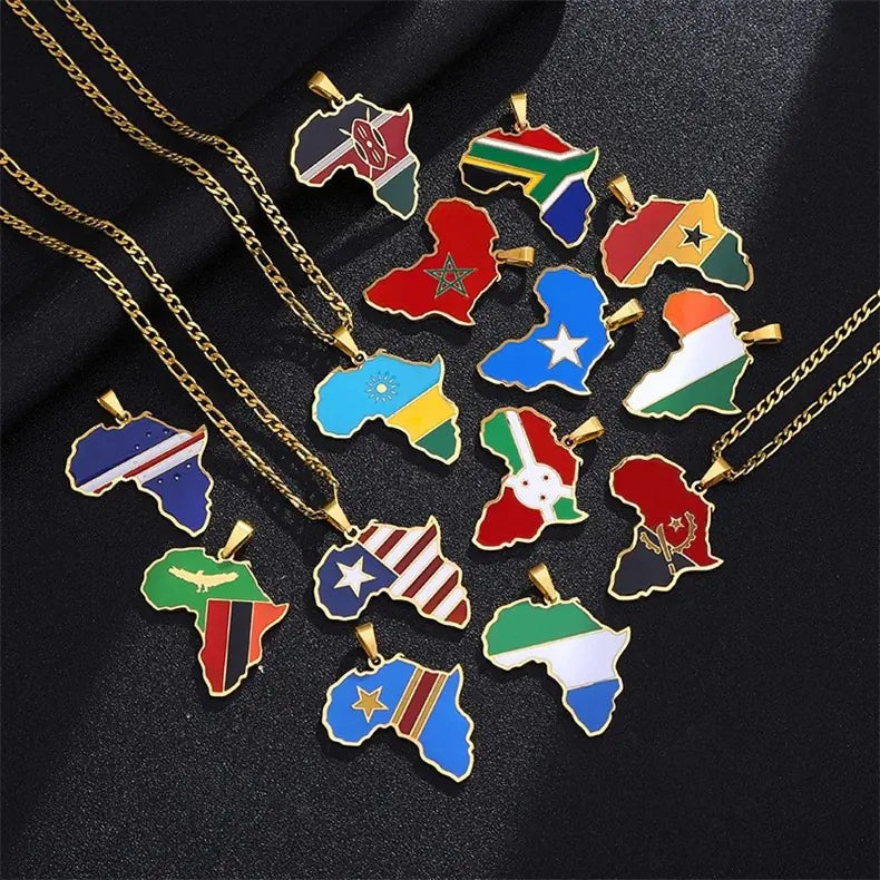 Africa Map Stainless Steel Necklace