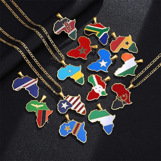 Africa Map Stainless Steel Necklace
